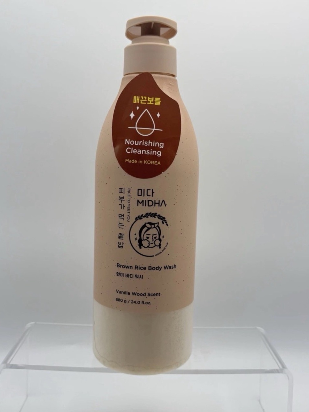 MIDHA Brown Rice Body Wash in the Vanilla Wood scent
